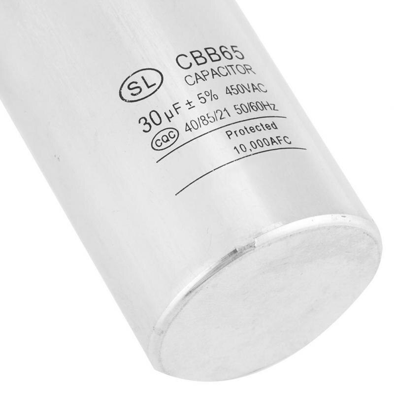 CBB65A-1 30uF AC 450V Large Capacity Cylindrical Motor Capacitor for Air Conditioner Motors Refrigerator
