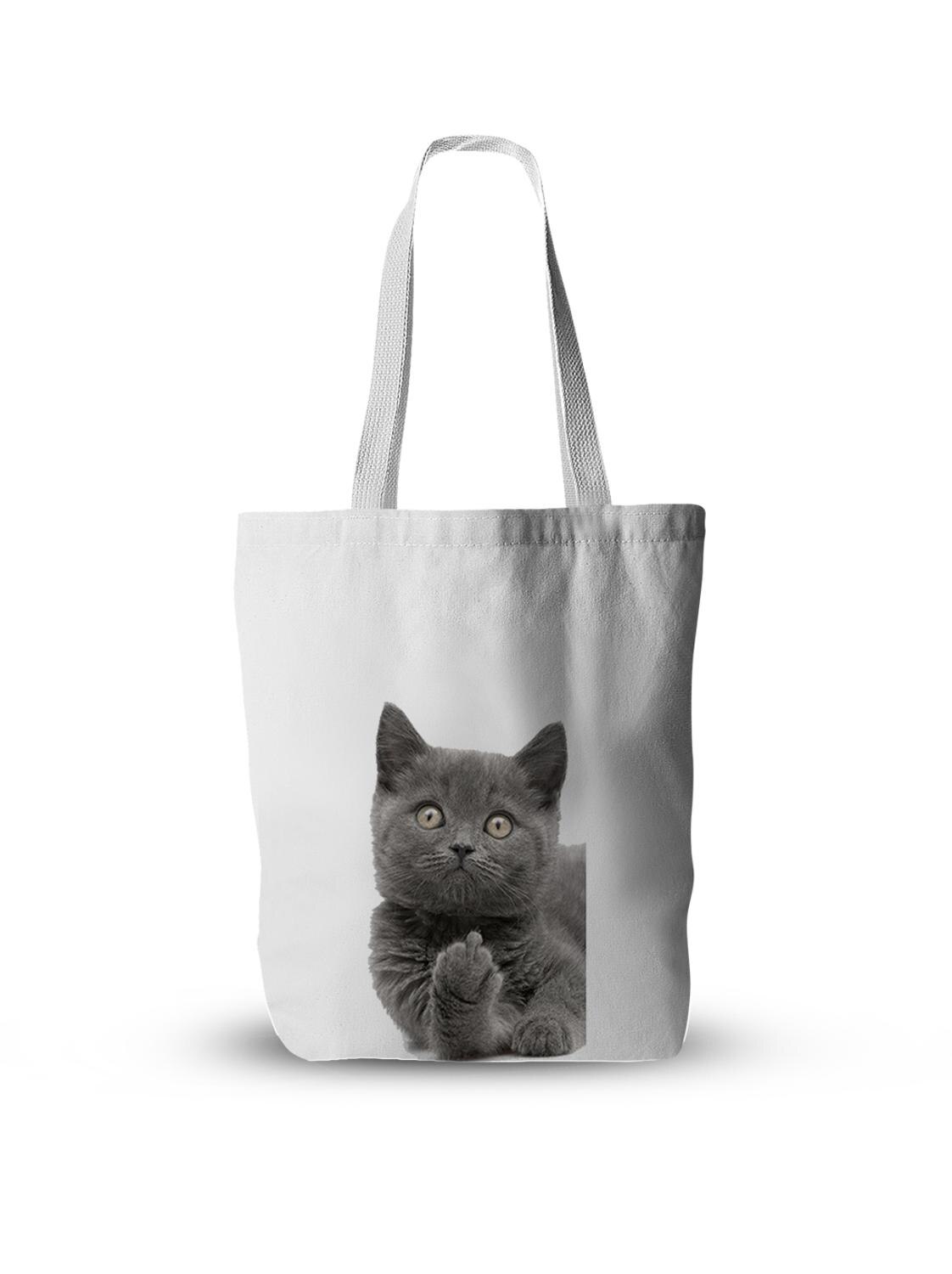 Eenvoudige canvas tas, grappige schattige kat, handtas, boodschappentas voor vrouwen, koreaanse harajuku, grote capaciteit schoudertas, eco-tas