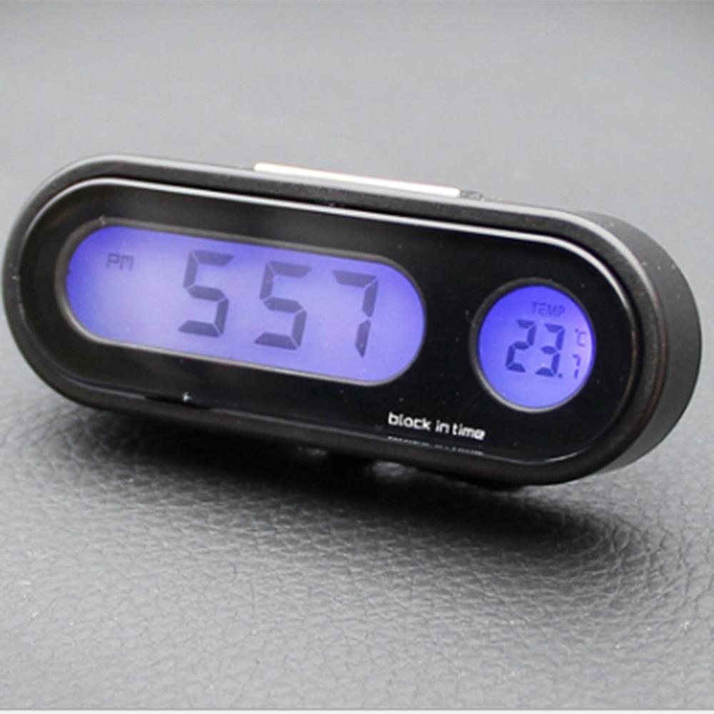 Racing Multifunctionele Digitale Lcd-scherm Blauwe Achtergrondverlichting Auto Gauge Klok Thermometer Tijd Temperatuur Sensor: Black Oval