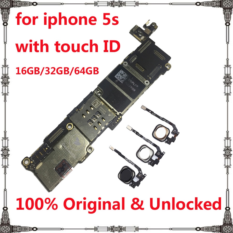 16GB 32GB 64GB Moederbord voor iphone 5s Originele Factory unlocked voor iphone 5s moederbord met/zonder touch ID