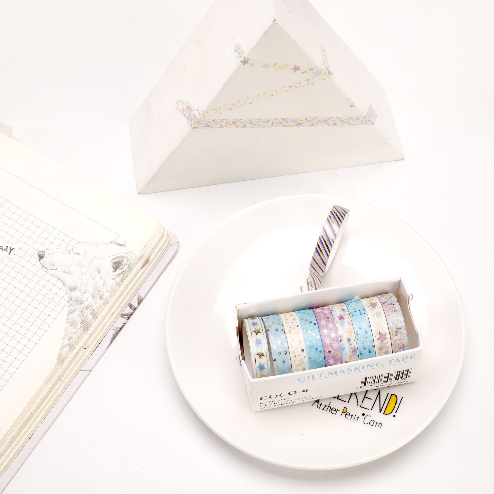 10 pcs cute cat dog Gold Foil Washi Tape set flower Adhesive Tape DIY Scrapbooking Sticker Label Masking tape