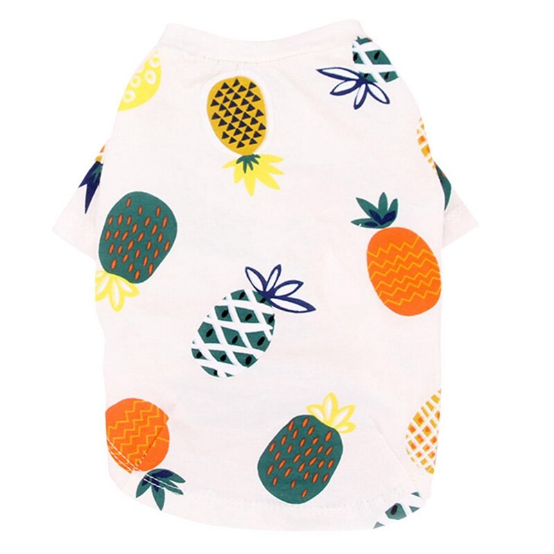 Kesäeläimet t-paita ananas pentu koira kissa lemmikki koiran vaatteet kissat yorkien mekot pehmeät puuvillaiset chihuahuavaatteet: Valkoinen / S
