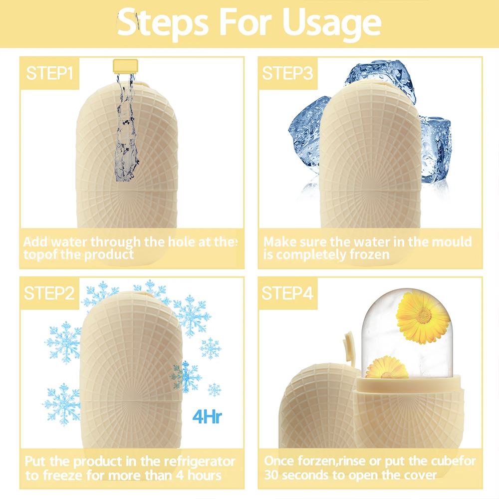 Rodillo de hielo para cara y ojos, molde de hielo de silicona, rodillo de hielo para enfriar y reafirmar la piel Facial, herramienta de cuidado Facial reutilizable a prueba de fugas