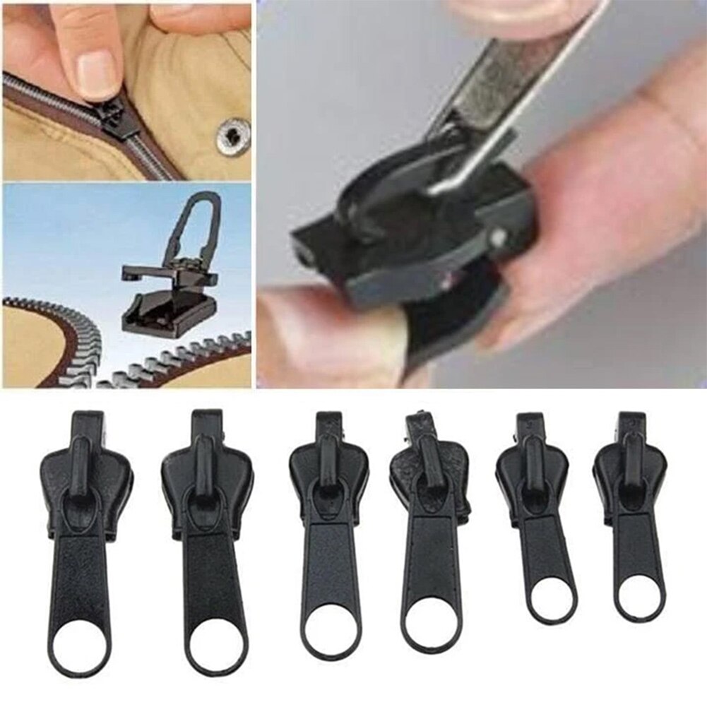 6Pcs Rits Reparatie Kit Universal Instant Zipper Reparatie Vervanging Rits Sliding Tanden Rescue Rits Voor 3 Verschillende Grootte