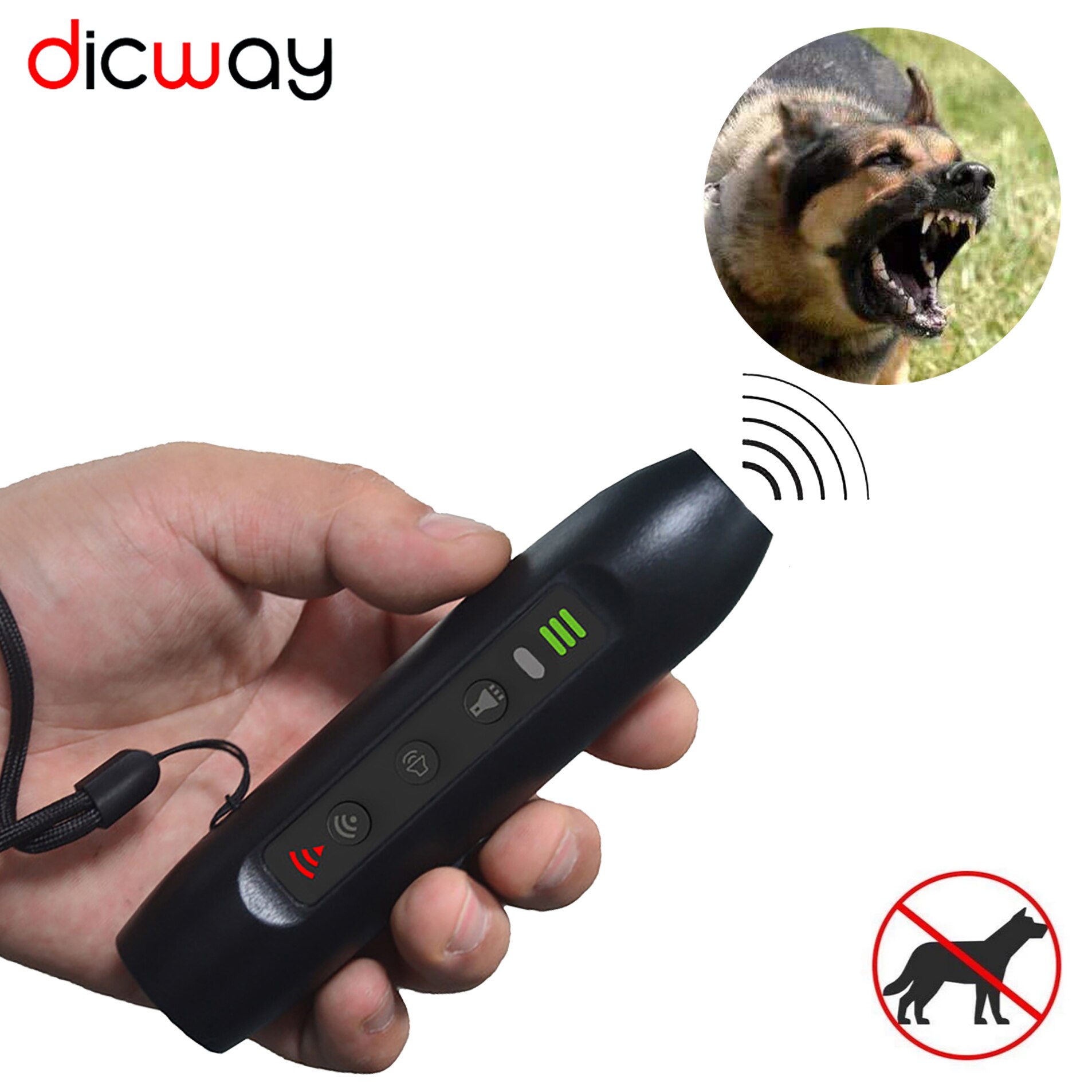 Dog Repeller Device LED Ultrasonic Dog Training Repellents Anti-barking Device with Flash Light Outdoor Without Battery