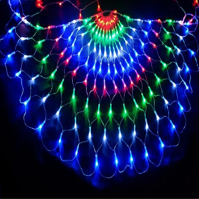 Tira de luces Led de malla con cola de pavo real para decoración de jardín, guirnalda de Hada para exteriores para boda, Navidad, Año , AC220V, 3M