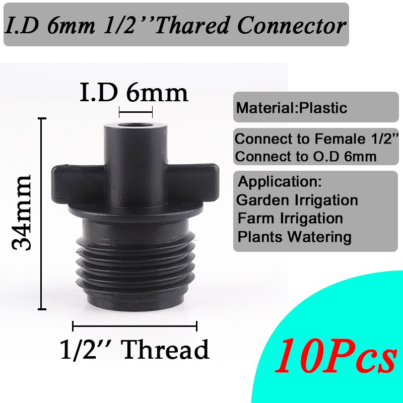 10Pcs 1/2'' Male Thread Connector I.D 6mm ... – Grandado