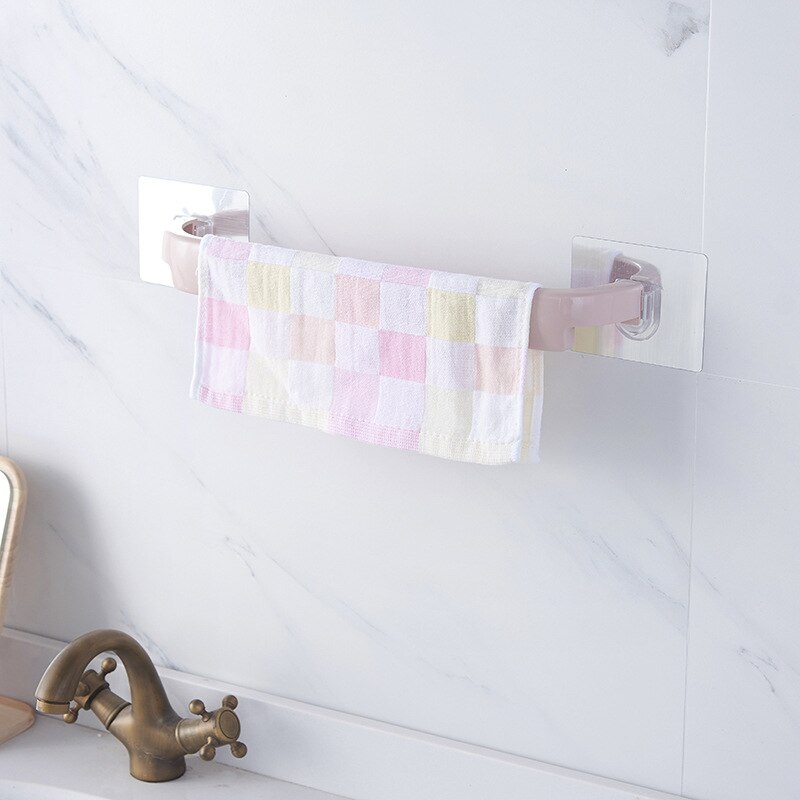 Nyttigt selvklæbende plastikhåndklædestativ vægmonteret stempelfrit køkkenrudestativ bærbart håndklædeholder badeværelse tilbehør: S2