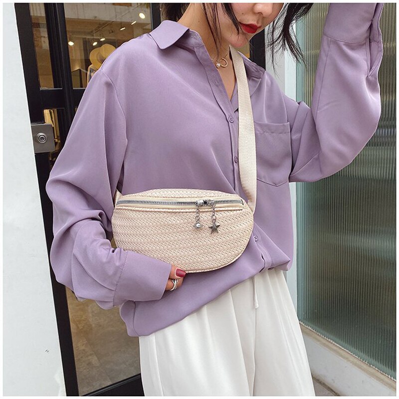 bag woven chest bag ladies casual waist bag Shoulder bagHandbags for Women's Phone bag Small Female handbags