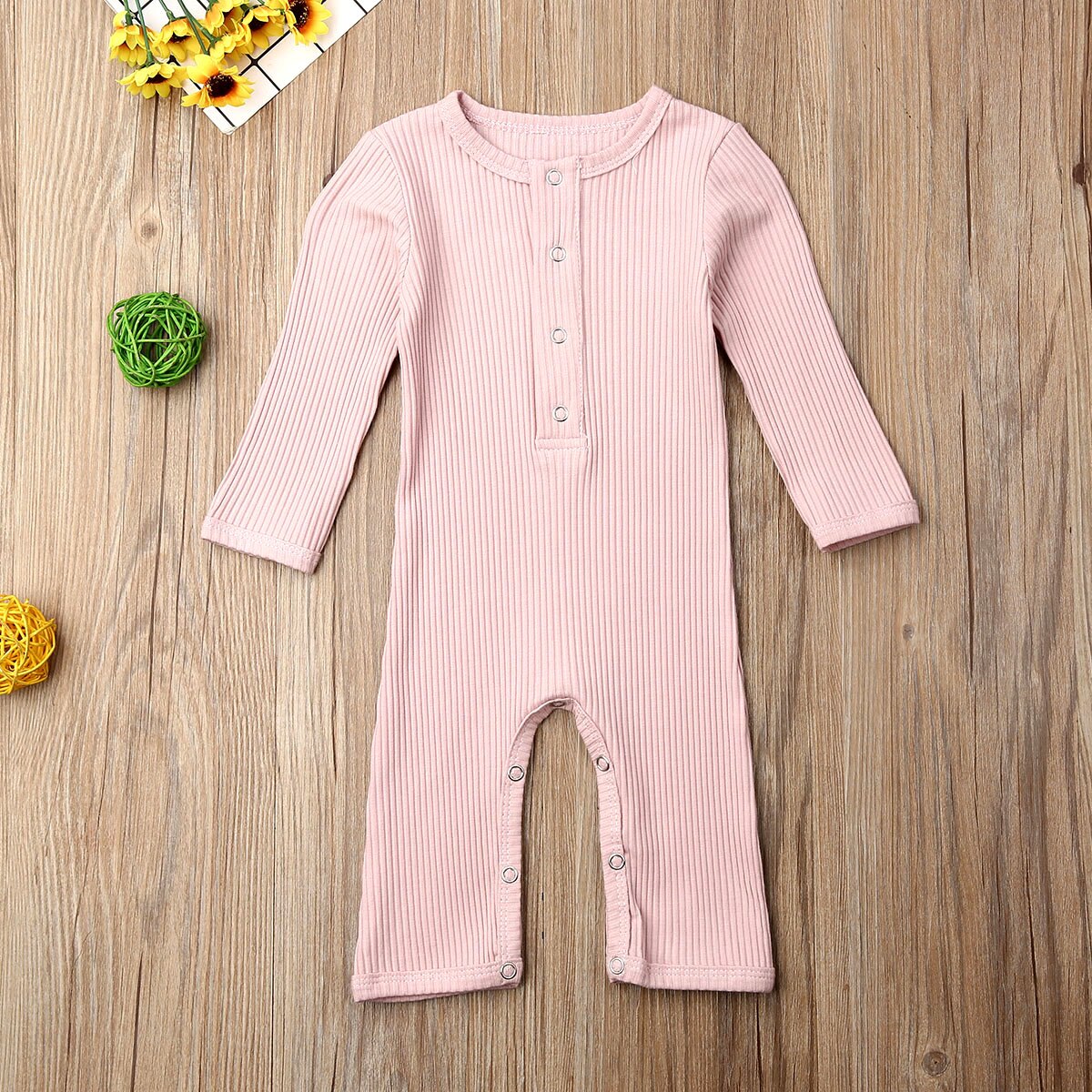 otoño Casual bebé niño niña tejido algodón manga larga mono ropa sólida niños atuendos de peleles