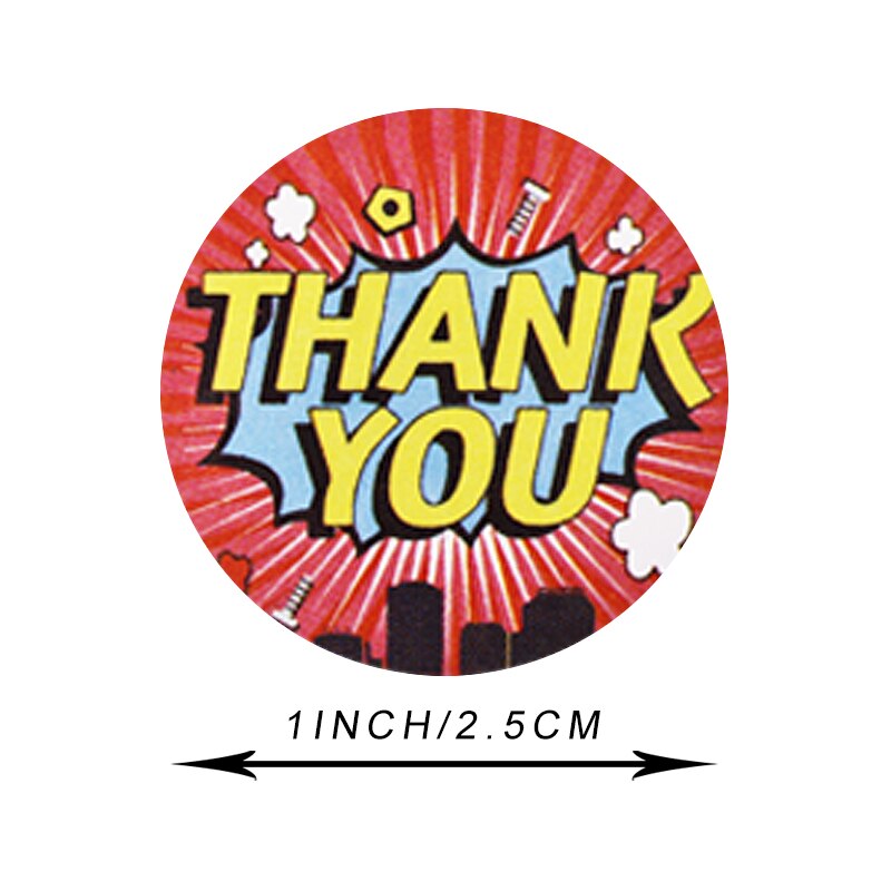 1 inch Cratoon Words Thank You Stickers 500pcs/roll Seal Labels for Teacher Reward Student Sticker Round Reward Sticker for Kids