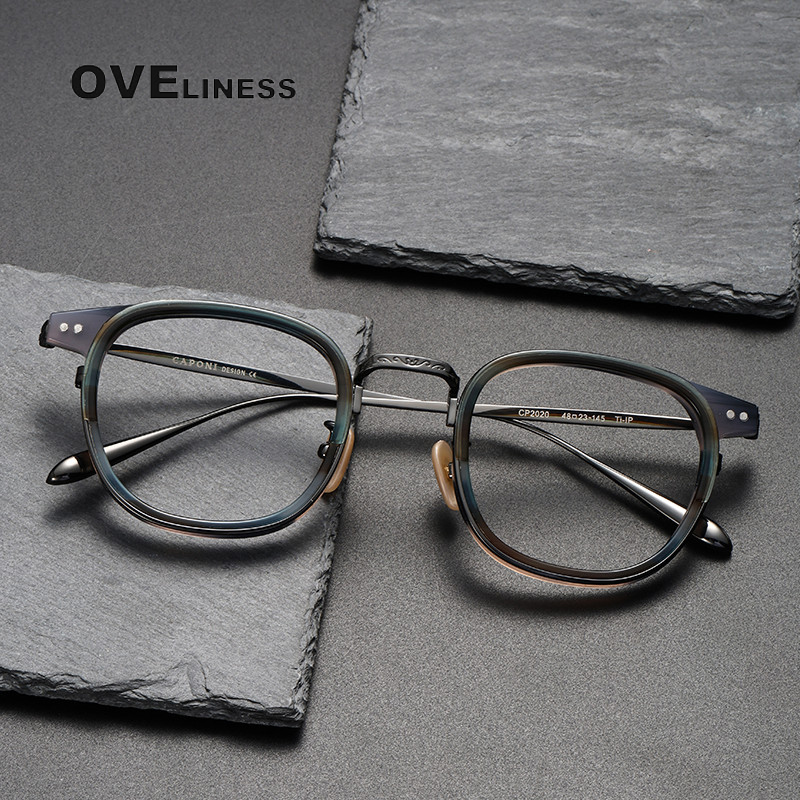 Montura de gafas de acetato de titanio 2024, monturas de gafas redondas para hombres y mujeres, gafas Retro Vintage, gafas completas