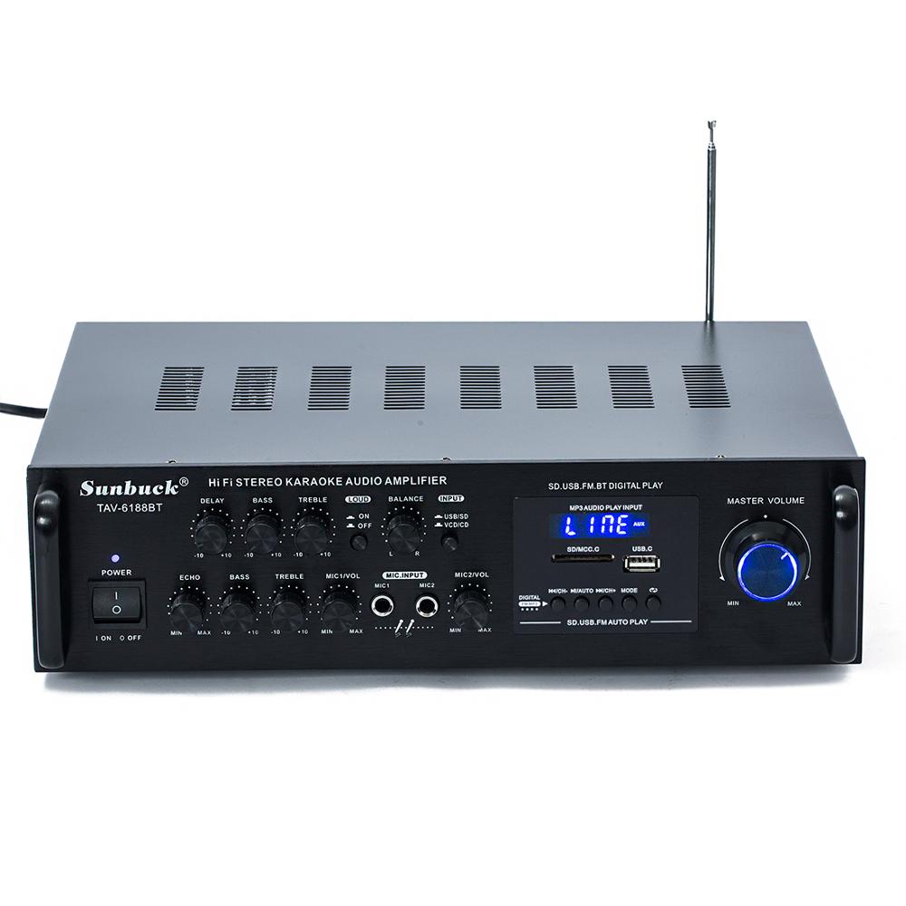 DC12V AC220V 2.1 channel 300W high power SD USB FM Bluetooth remote control power amplifier home AV amplifier