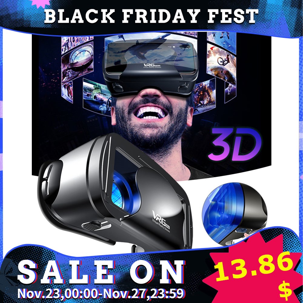 Lunettes de réalité virtuelle VRG Pro 3D, 5 à 7 pouces, plein écran, grand Angle visuel VR, boîte pour lunettes de Smartphone de 5 à 7 pouces