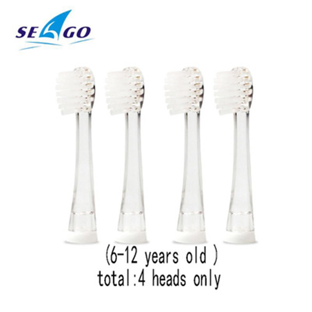 SEAGO-cepillo de dientes eléctrico sónico para niños, cabezales de repuesto con temporizador inteligente, batería LED, para 3-12 años: 4 heads for 6-12Y