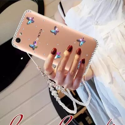 Luxury Bling Butterfly Diamond Glitter Rhinestone Phone Case For Samsung S10 S9 S8 Plus S20 Note9 8 10 Transparent soft Cover