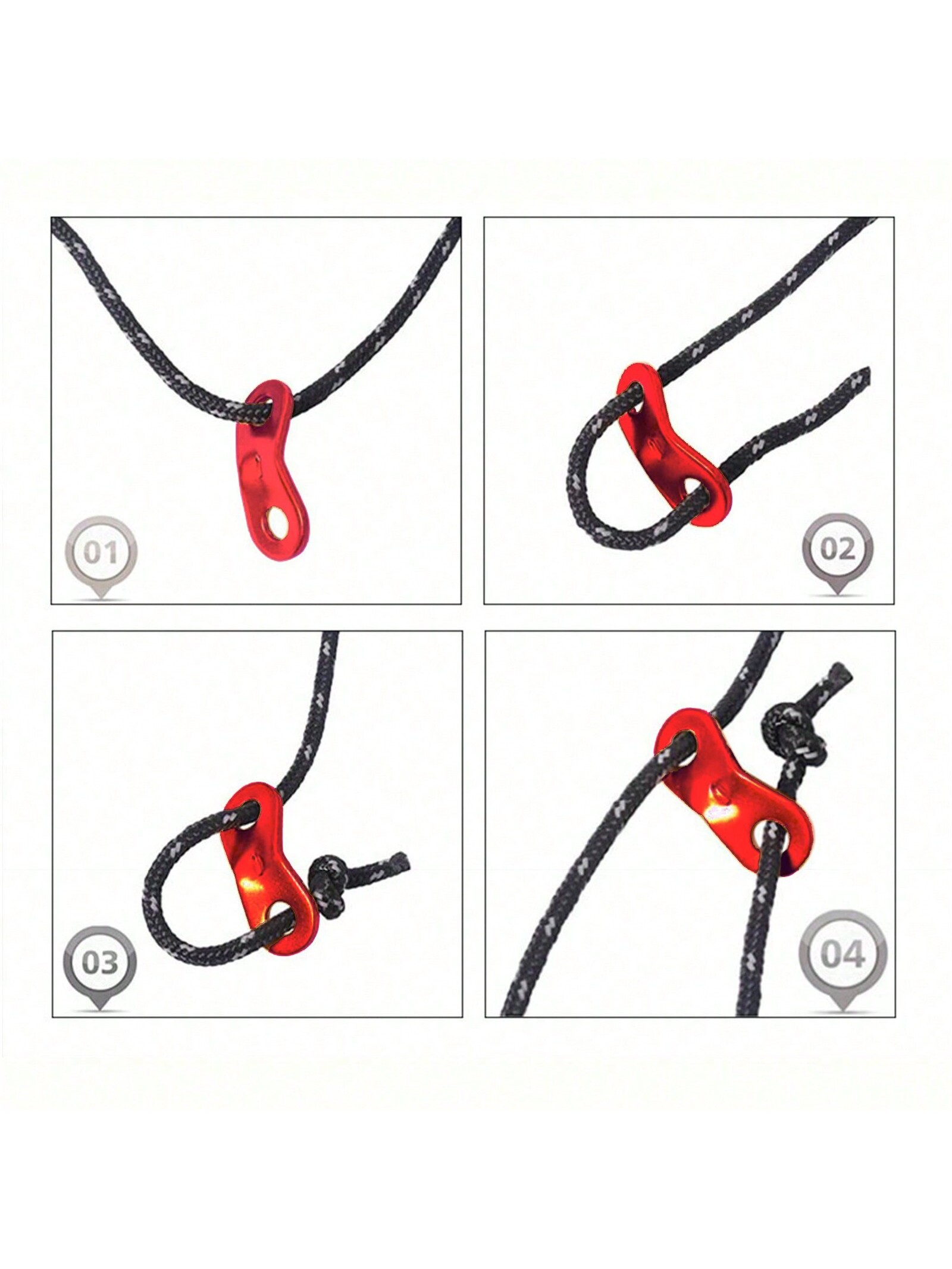 Cordes de tente extérieure, cordes réfléchissantes, cordes d'auvent, cordes coupe-vent renforcées avec boucles pour assurer la sécurité des accessoires de Camping