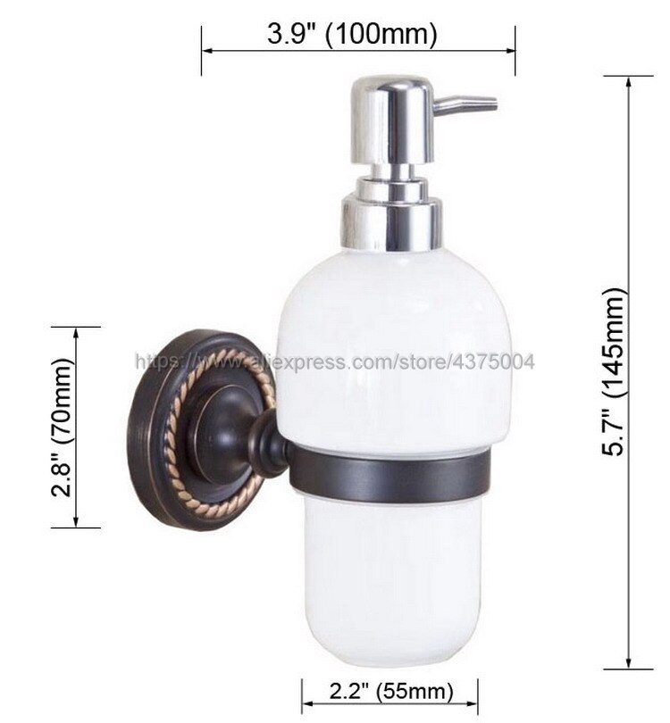 Oil Rubbed Bronze Bathroom and Kitchen Ceramic bottle liquid Soap Dispenser Wall Mounted Soap dispensers Holder rack Nba218