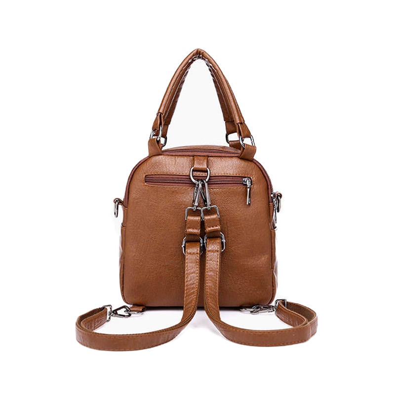Multifonction petite poche à clapet en cuir Pu femmes sac à dos Vintage doux sacs à bandoulière classique de voyage sacs à dos