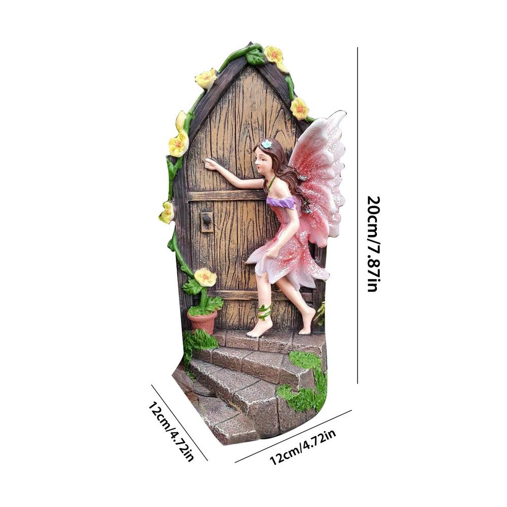 Miniature Fairy Garden Door Windows DIY Garden Sculpture Tree Decoration Craft House Door Glow In The Dark: E