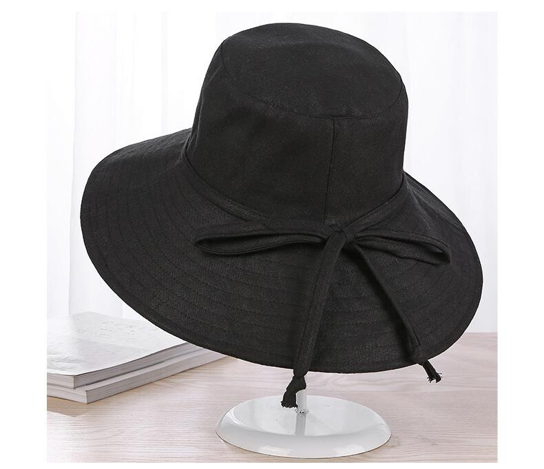 Primavera Verano sombreros de Sol para las mujeres grandes ala ancha de algodón sombrero de cubo para playa Panamá sombrero visera mar Chapeau Femme