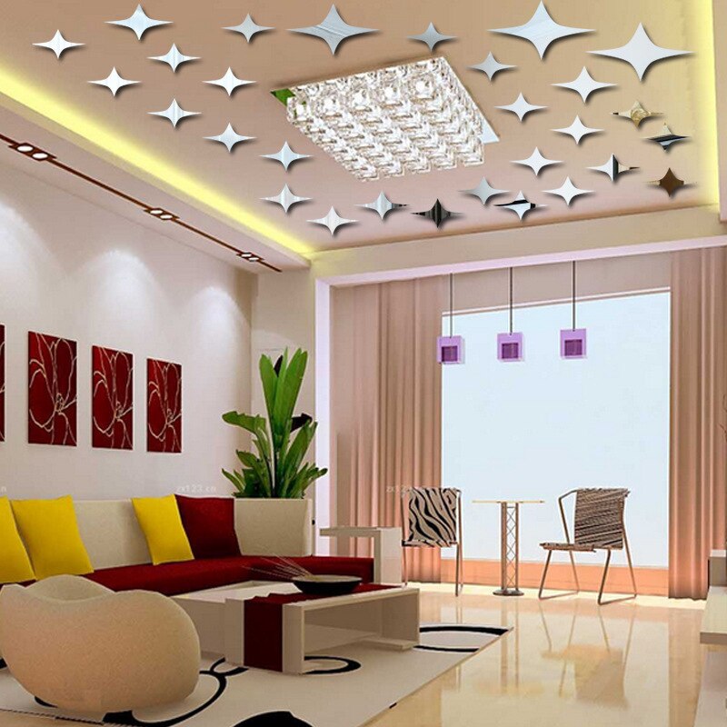 Jm215 hemelsterren acryl spiegel muursticker 3d driedimensionale acryl spiegel slaapkamer huisdecoratie spiegel muursticker