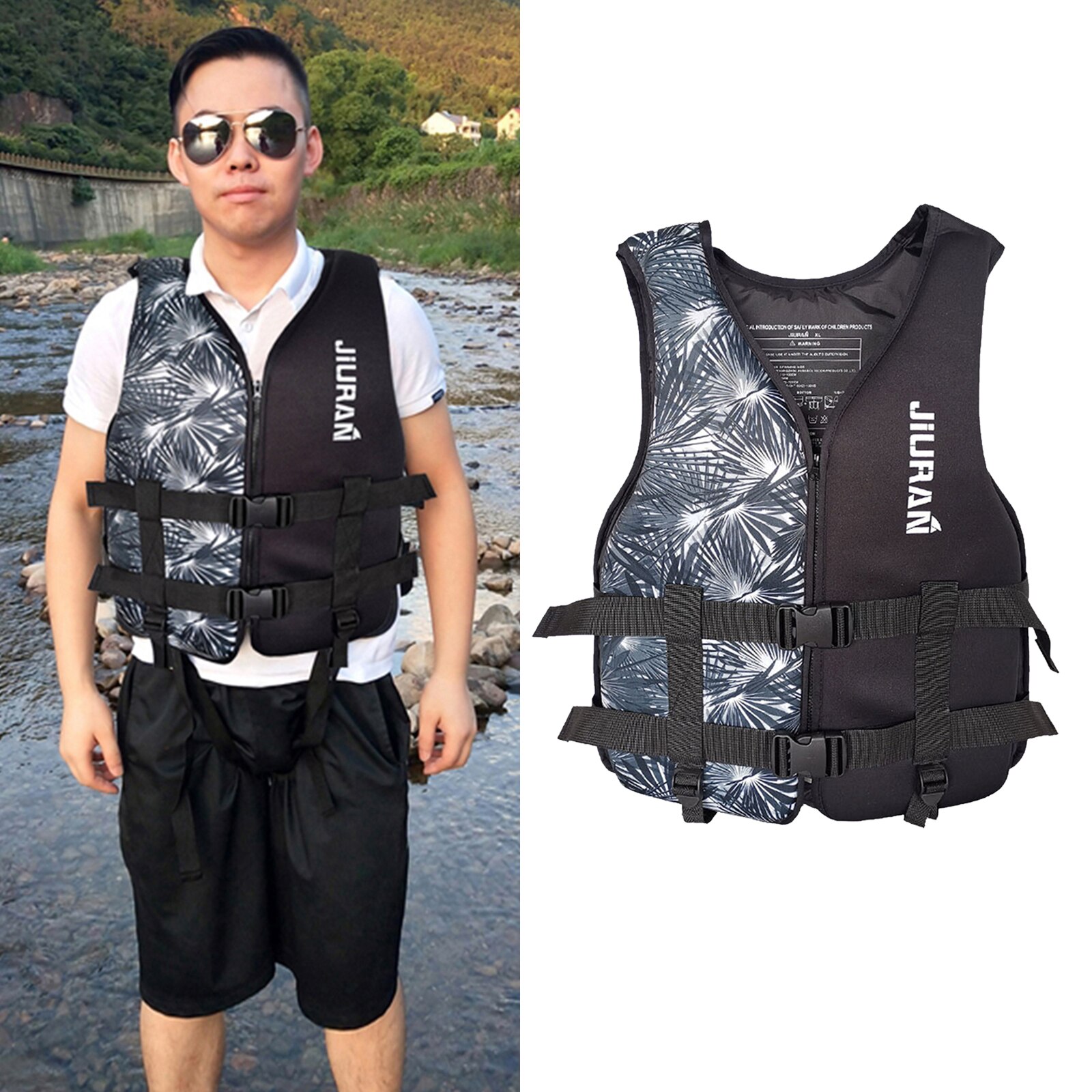 Adults Vest Kayak Buoyancy Aid Safe Sailing Watersport: Black L