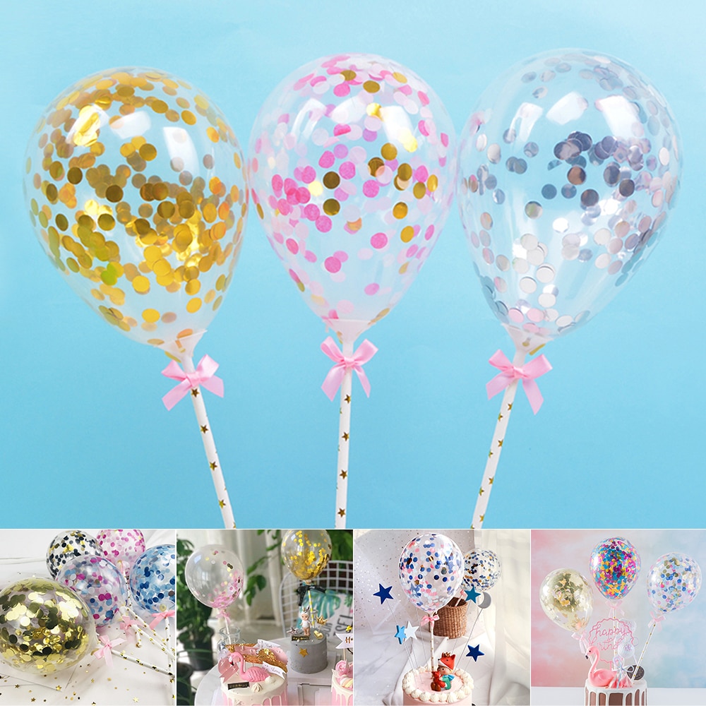 1set 10pcs 5inch Balloon Cake Topper Set Birthday Party Decoration Cake Toppers Baby Shower Wedding Decor Supplies