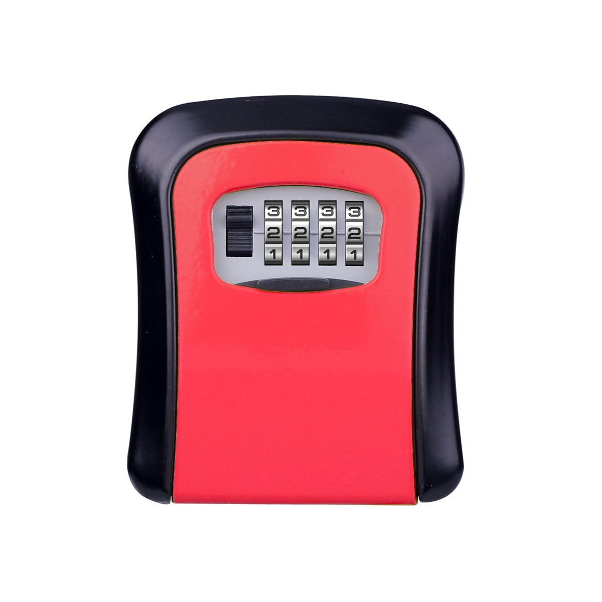 Safe Box Weatherproof 4 Digit Combination Outdoor Key Security Storage Case Key Lock Box Wall Mounted Aluminum Alloy Key: Red