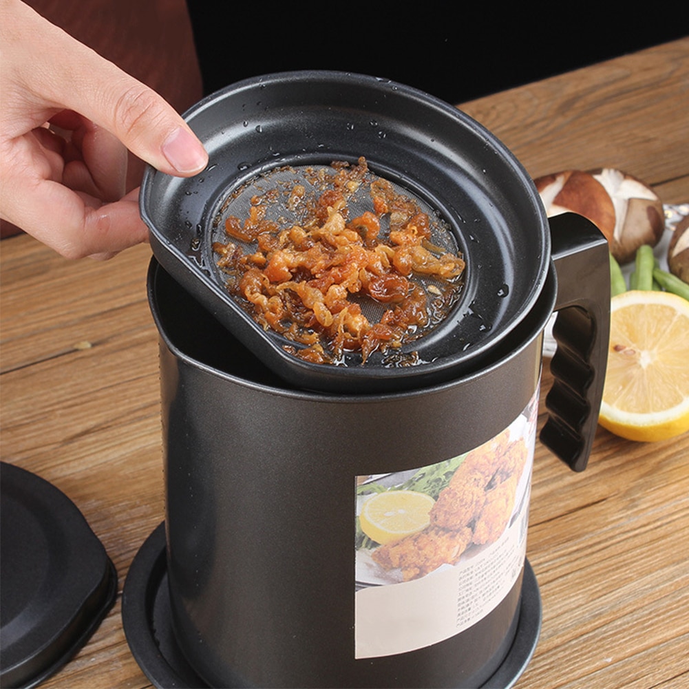 Bidon étanche 1,3l | Outil de cuisine, bouilloire séparateur de cuisson, poêle multifonction avec filtre stockage d'huile