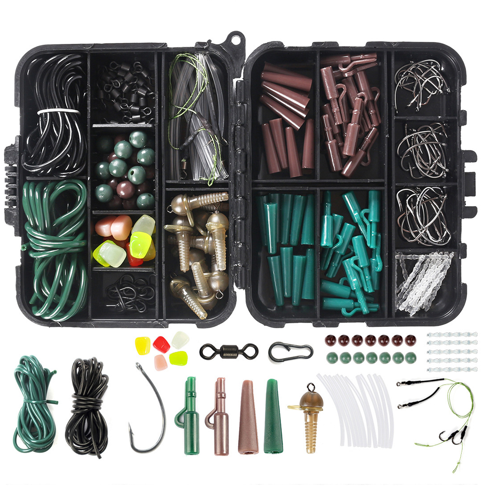 Carp Fishing Tackle Kit 254Pcs Carp Fishing Equipment Anti-Tangle Sleeve Line Aligner Bait Carp Hooks Fishing Tackle Box: Default Title