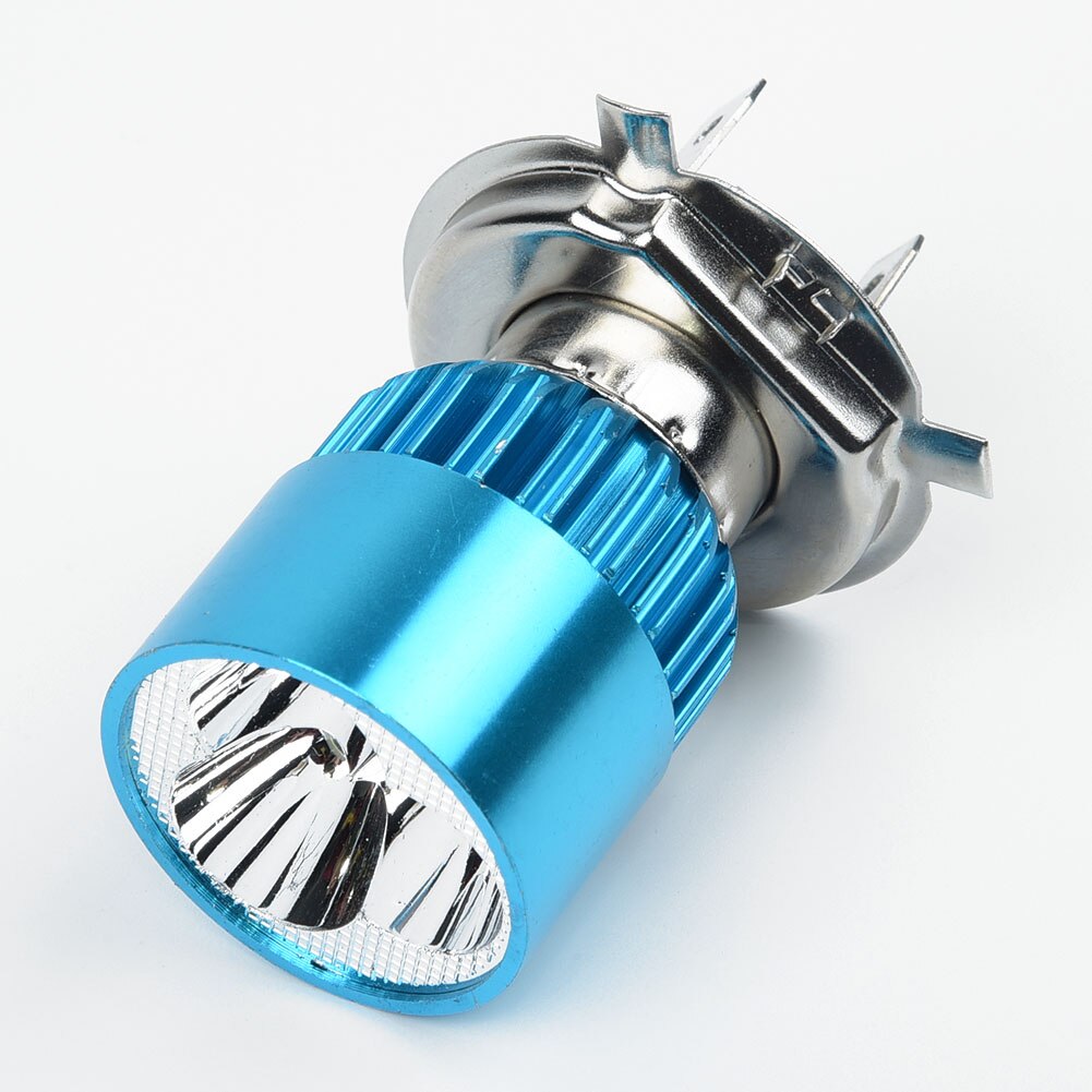 12-85V 12W H4 Wit 3 Led Blauw Shell Motorfiets Koplamp Spotlight Lamp