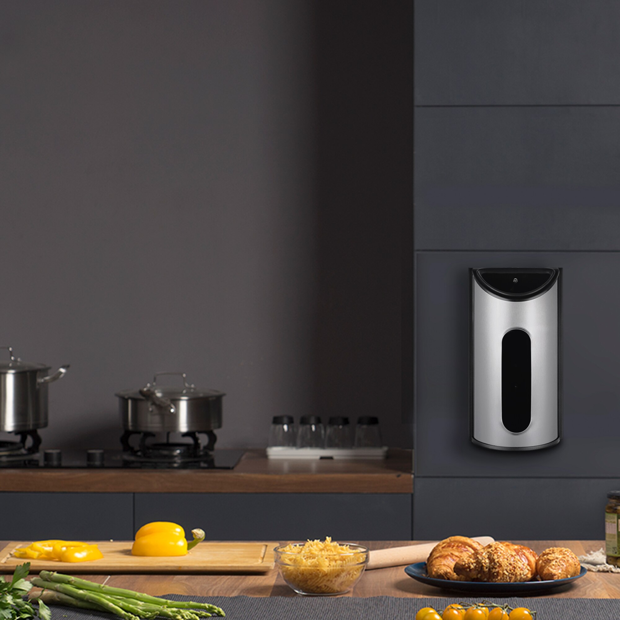 Kitchen Grocery Plastic Bag Holder and Dispenser for Plastic Bags - Easy - Wall Mount Grocery Bag Dispenser, Anti-Fingerprints