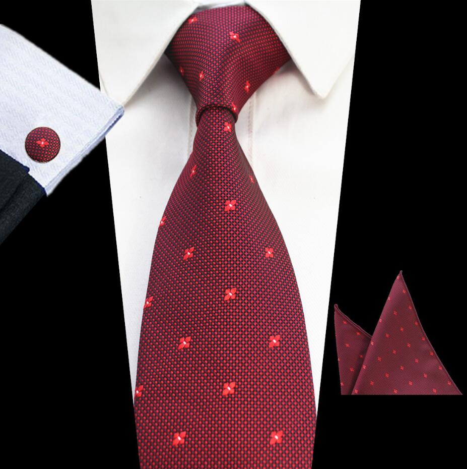 Rbocott 8cm conjuntos de gravata novo design para homem xadrez & dot & paisley gravata lenço abotoaduras define negócios festa de casamento pescoço laços: 03