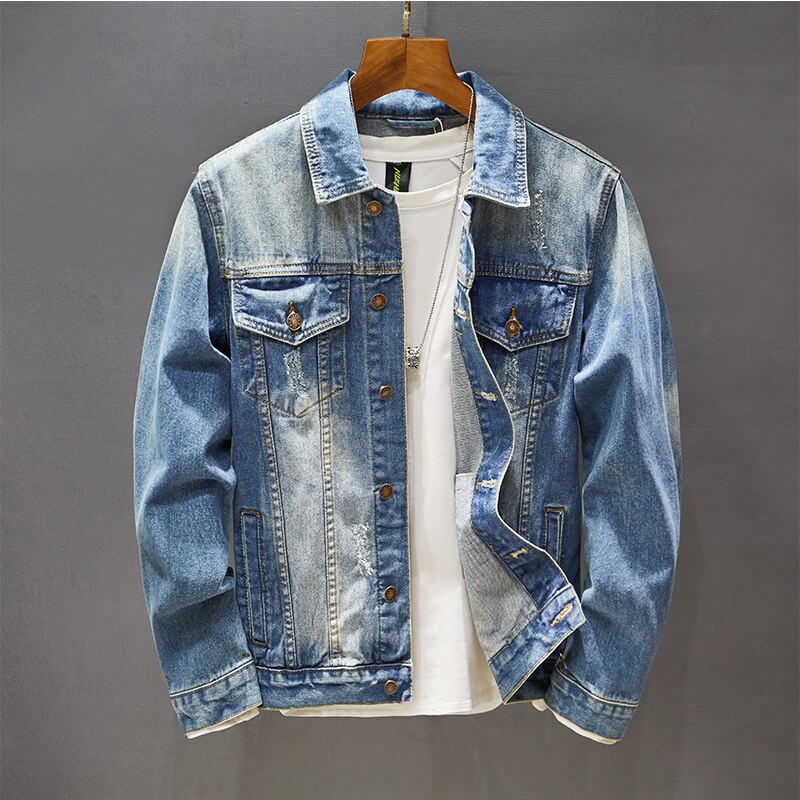 Roupas masculinas sping e outono streetwear denim jaqueta oversize moda tendência bonito algodão jean casaco masculino superior de alta qualidade