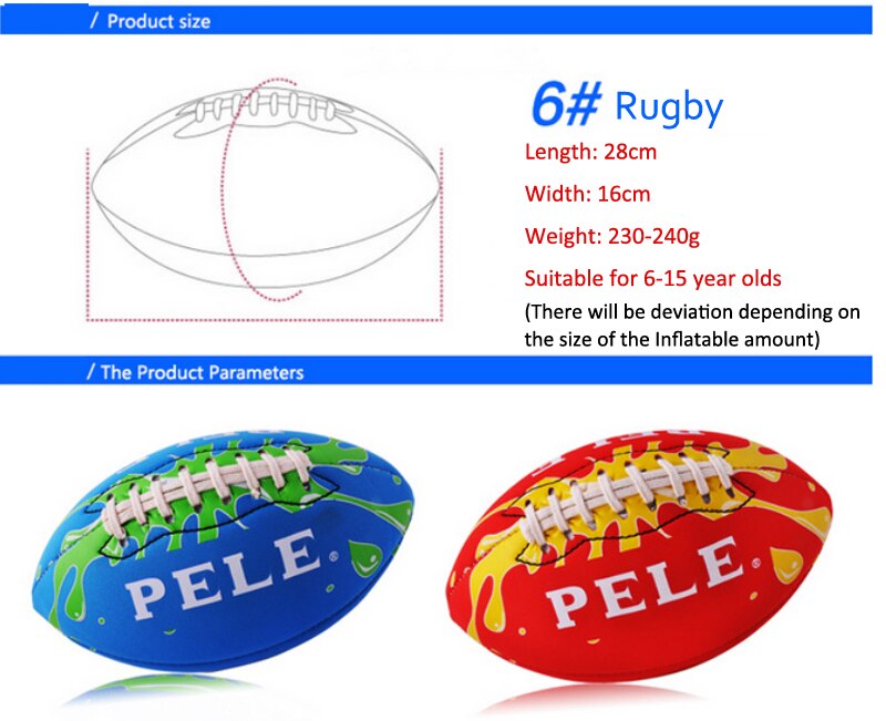 Rugby sportbollar dykmaterial neoprenduk storlek 6#  gummi amerikansk streetfotboll slitstark rugby för utomhusträning