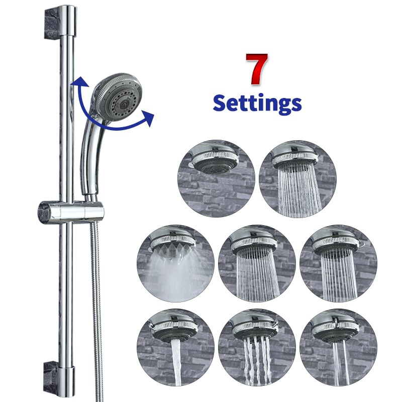 Adjustable 7 Function Sliding Bar Set Wall Mount Shower Riser Slide Bar with Hand Held Shower Sliding Bar Set Column Sliding Bar