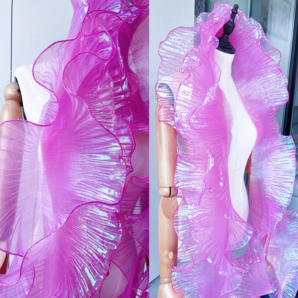 2 Meter Plissee Rüschen Organza Farbverlauf Spitzenbesatz 13 cm breit DIY Kleidung Spleißen Dekor Band Hochzeitskleid NäHenne Stoff: Langweilig