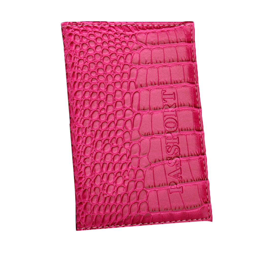 Funda de pasaporte de cuero con de cocodrilo para hombre y mujer, funda de viaje para pasaporte, tarjetero, billetera: rose