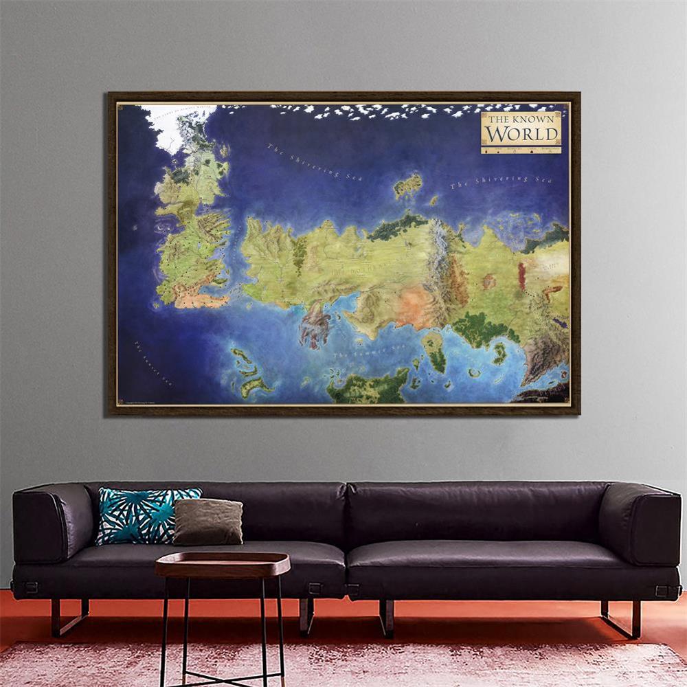 150 x 225cm non-woven kort vægkunst kortet over den kendte verden plakat hjemmebar indretning