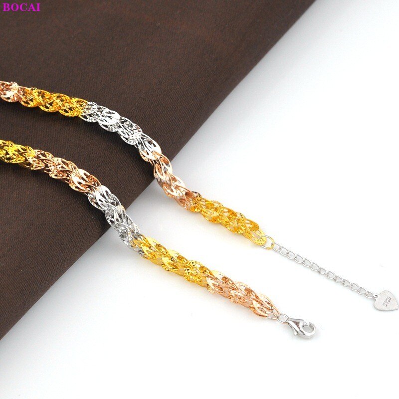 Bocai halskette  s925 echtem sterlingsilber für damen, schlichtes, klassisches Entwurf mit phönixschwanz, thailändisches silber, #39