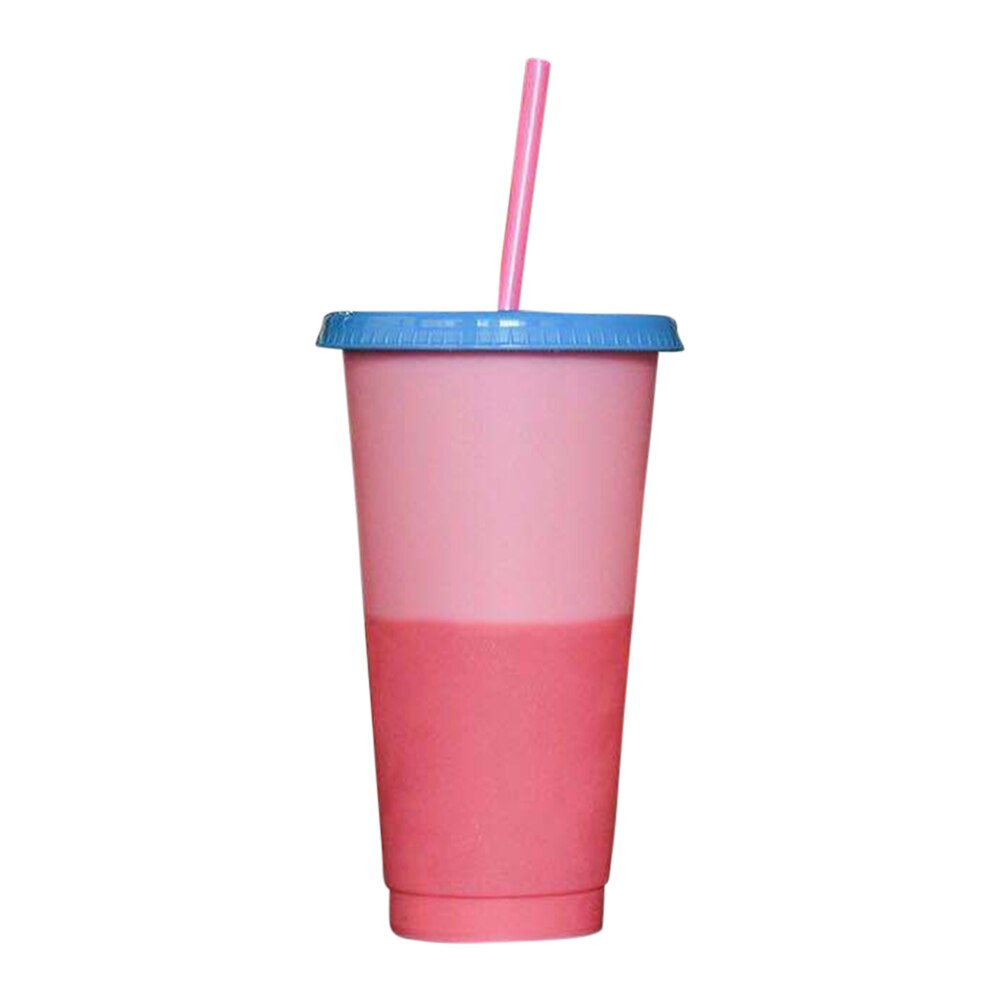 5 sztuk 700ml zmiana koloru wielokrotnego użytku zimne kubki plastikowe mrożony kubek zimny napój kawy sok kubki podróżne ze słomką