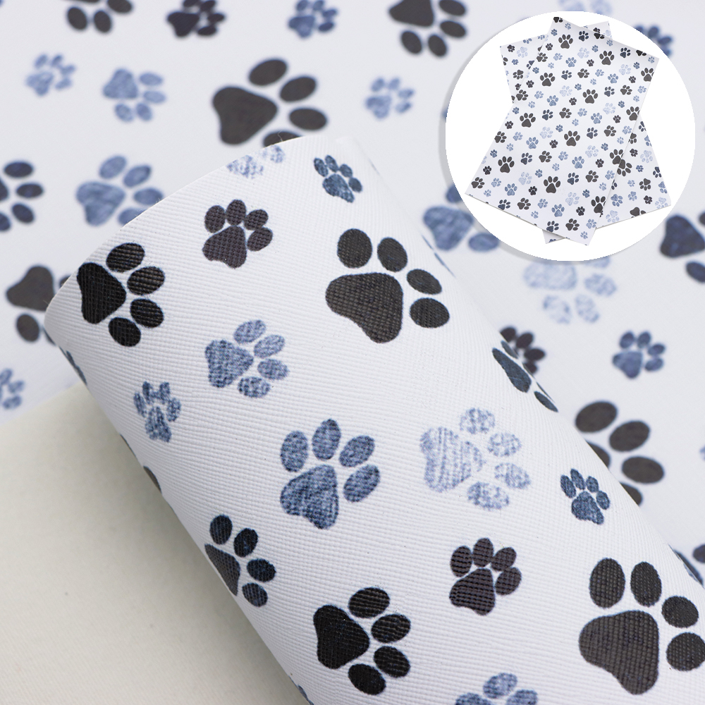 Animal Dog Foot Print Faux Synthetic Leather Fabric For Bow-knot Bags Wallet Earring Phone Case Scrapbook DIY,1Yc17641: 1065784001