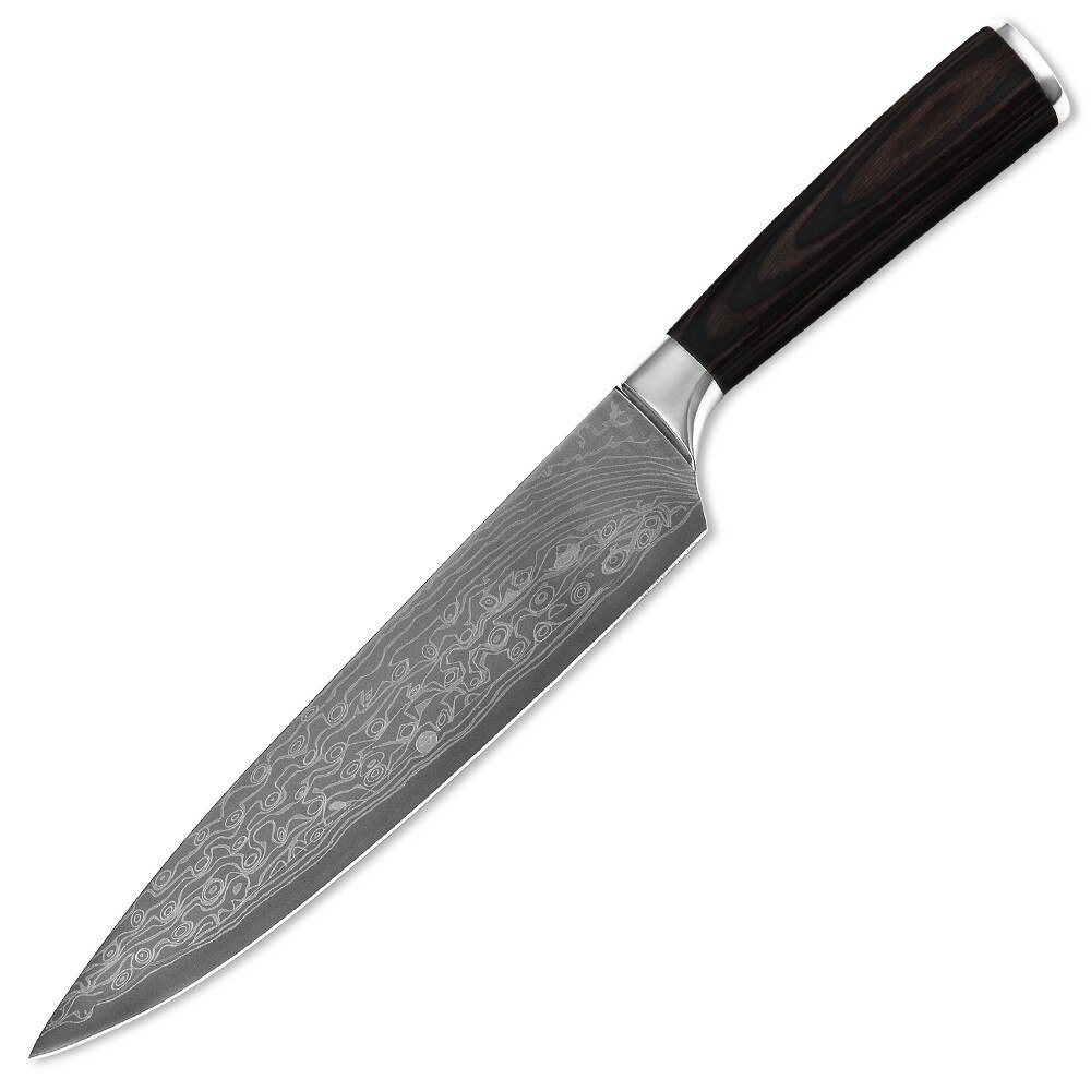 Cuchillo de cocina para Chef de acero damasco de 8 pulgadas, cuchillo de cocina con hoja afilada de acero inoxidable, cuchillos profesionales japoneses para rebanar Chef: knife 03