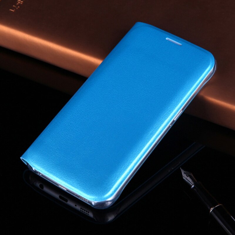 Slim Wallet Holster Original Leather Case Flip Cover Card Holder Sleeve Bag For Samsung Galaxy S6 G920 / S6 Edge G925 5.1inch: For Galaxy S6 / Blue