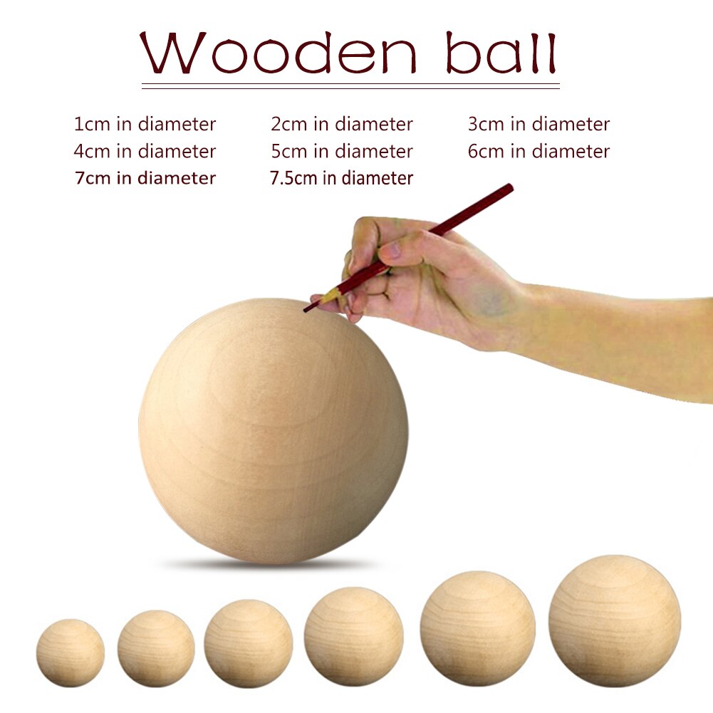 Solid Wooden Round Ball Manual DIY Accessories Wooden Colorful Big Painted Ball Decoration