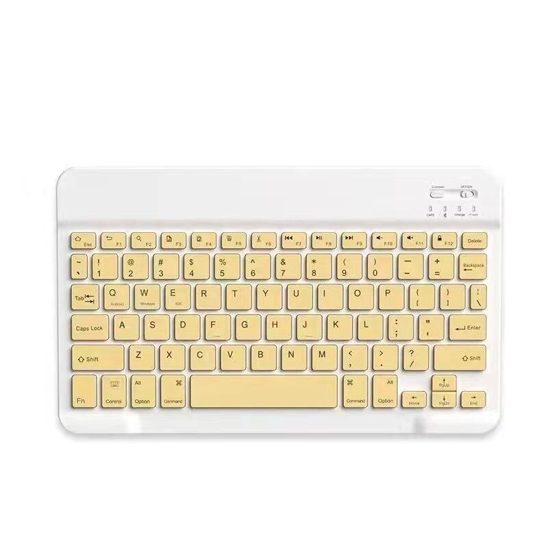 Wireless Bluetooth Keyboard for Ipad Rechargeable Mute Ultra-thin Mini Computer Mobile Phone Tablet Notebook Keyboard Mouse Set: Yellow