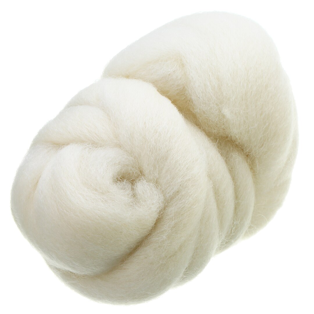 DIY mano hilado costura lana cruda fieltro teñido fibra de lana remeras Roving aguja fieltro fibra de lana 50g blanco