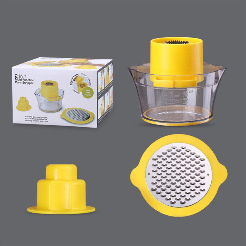 Corn Stripper Manual Rotary Peeler Vegetable 420 Stainless Steel Blade With Container Grater Kitchen Gadgets Cooking Utensils