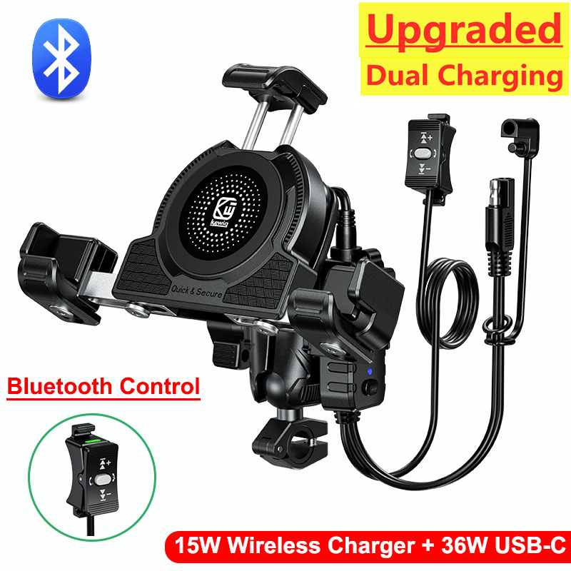 Soporte de teléfono para motocicleta, cargador inalámbrico, espejo para Moto, soporte móvil, carga rápida USB, soporte para manillar de teléfono móvil